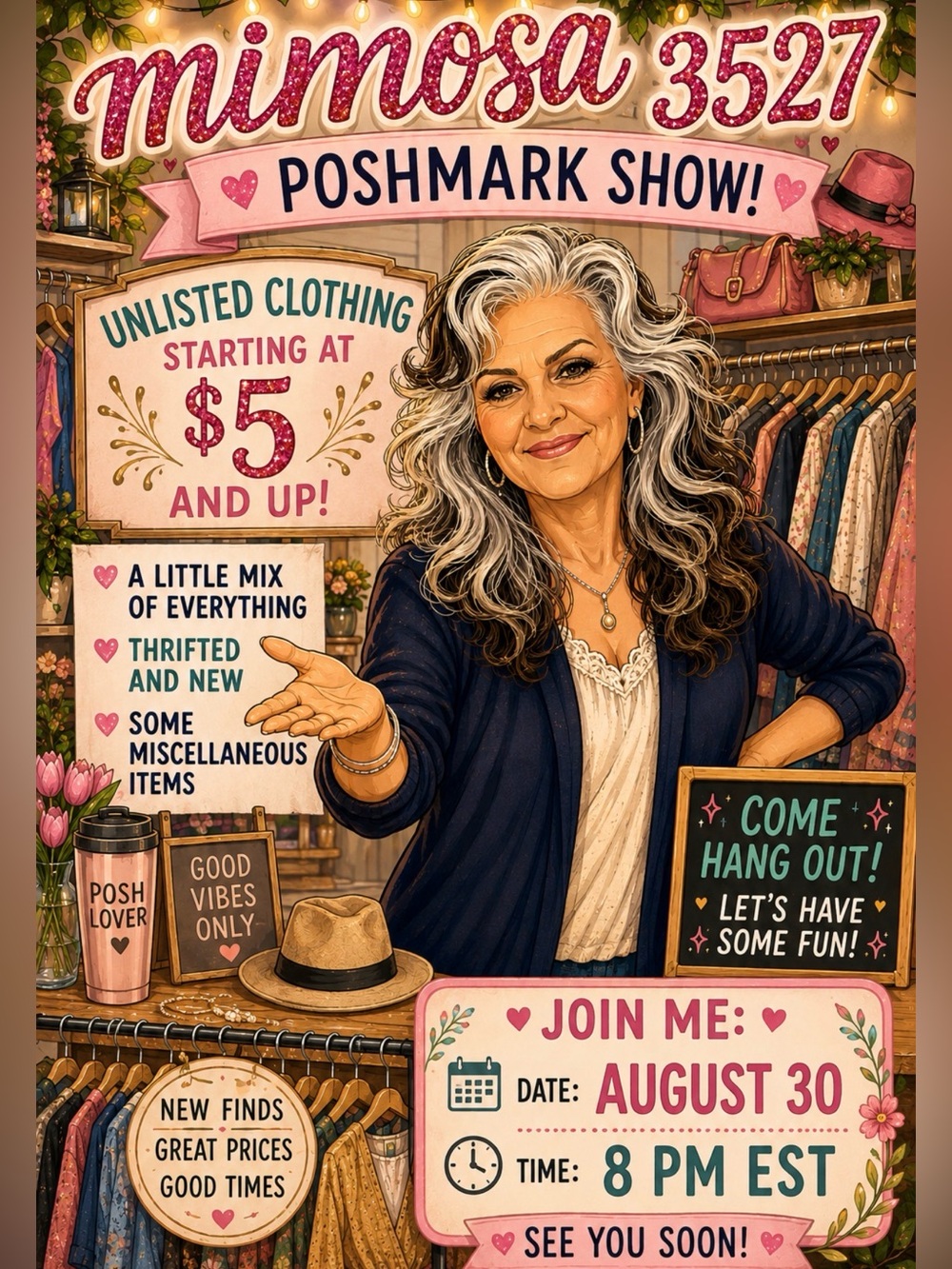 SHOW FLYER! 😁💃🏼👗👚👙My 1st Clothing Show! Come on in and say hi!